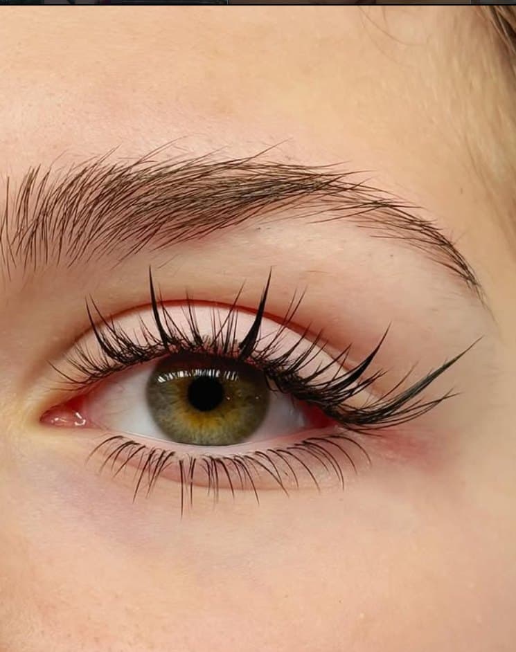 Wimpernverlängerung im Detail, geschwungenes Volumen Set